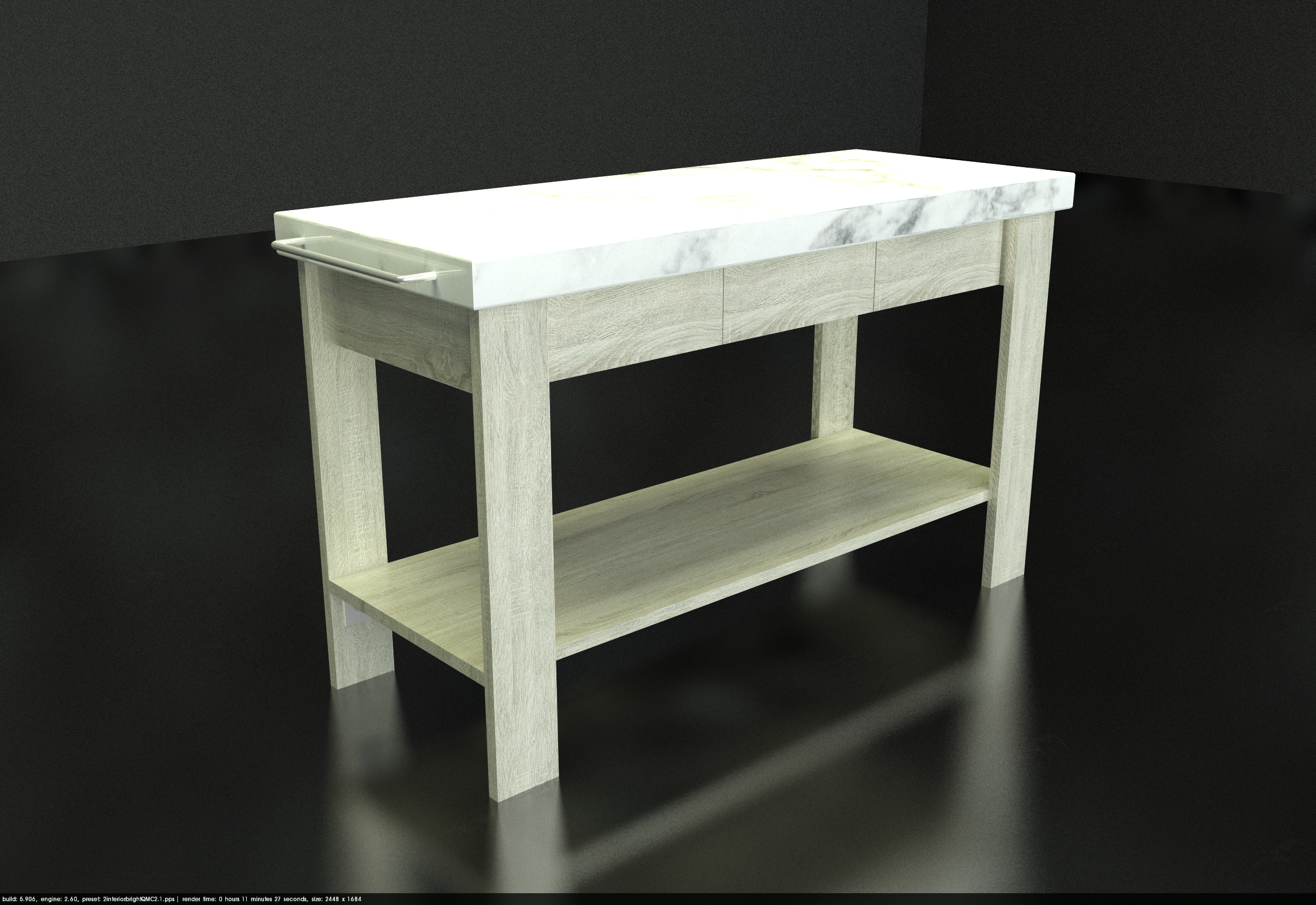 Marble Oak Leg Console