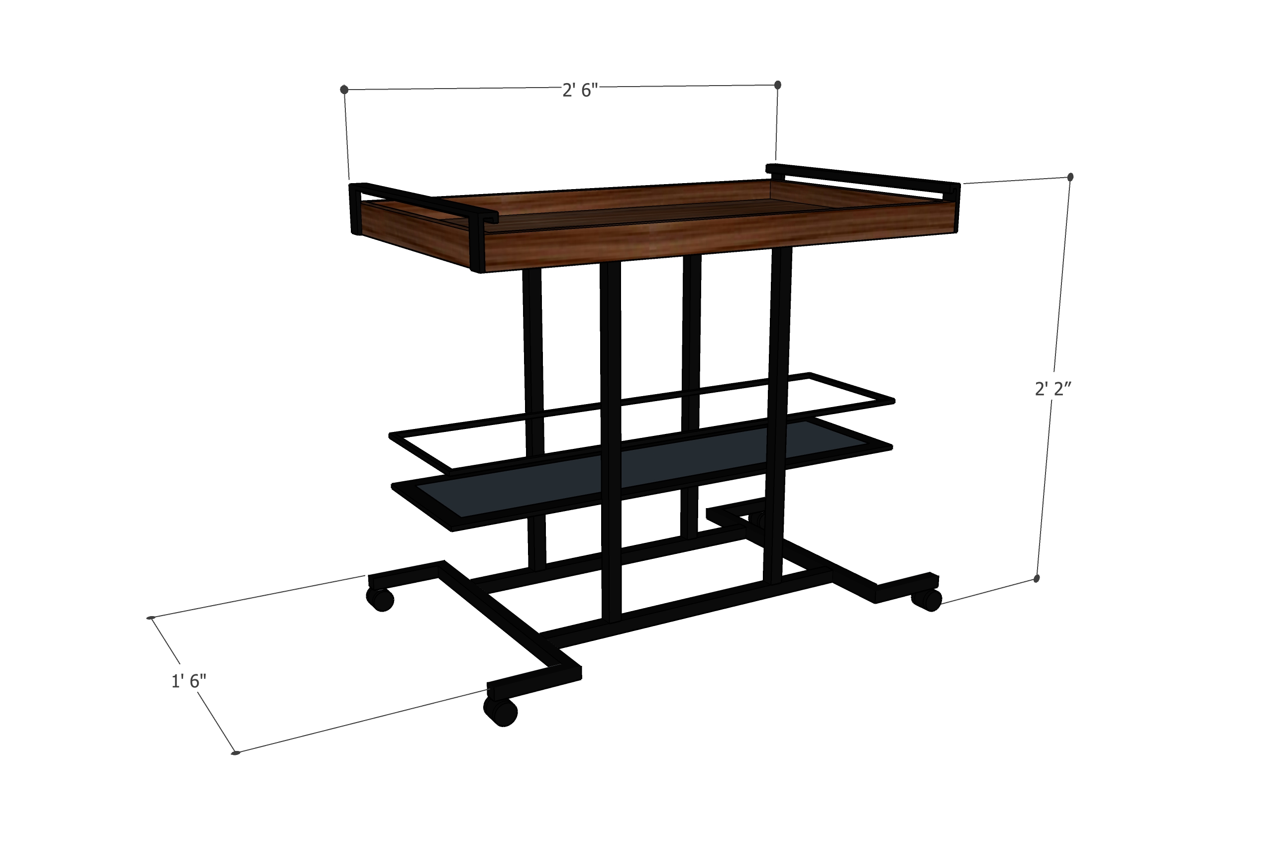 H-Leg Series Cart Steel Dimensions